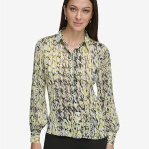 DKNY Limonata Patterned Blouse NWT